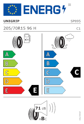 Etichetta per gomma: UNIGRIP, Lateral Force A/T 205/70 R15 96H Estive