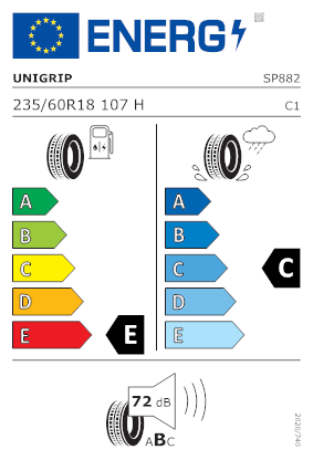 Etichetta per gomma: UNIGRIP, Lateral Force A/T 235/60 R18 107H Estive