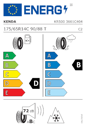 Etichetta per gomma: KENDA, KOMENDO WINTER KR500 C 6PR M+S 3PMSF 175/65 R14 90T Invernali