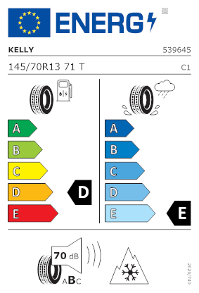 Etichetta per gomma: KELLY, WINTER ST2 145/70 R13 71T Invernali