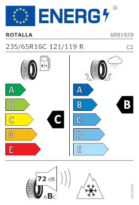 Etichetta per gomma: ROTALLA, SETULA VAN 4 SEASON RA05 C 10PR M+S 3PMSF 235/65 R16 121R Estive