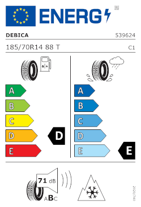 Etichetta per gomma: DEBICA, NAVIGATOR 2 M+S 3PMSF 185/70 R14 88T Estive