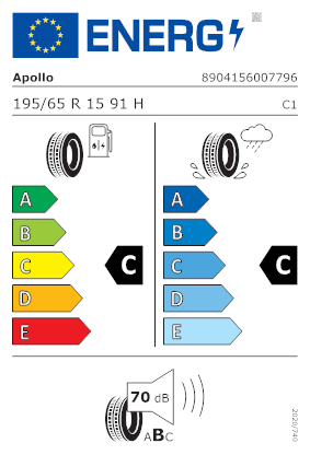 Etichetta per gomma: APOLLO, ALNAC 4G 195/65 R15 91H Estive