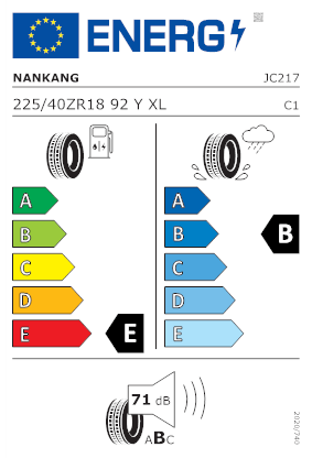 Etichetta per gomma: NANKANG, NS 2R XL STREET MEDIUM 180 225/40 R18 92Y Estive