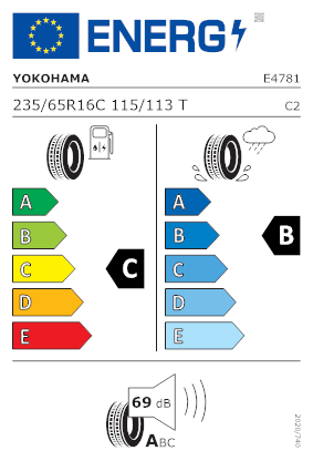 Etichetta per gomma: YOKOHAMA, BLUEARTH-VAN RY55A C 8PR BSW 235/65 R16 115T Estive