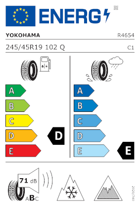 Etichetta per gomma: YOKOHAMA, ICEGUARD IG60A XL NORDIC COMPOUND BSW M+S 3PMSF 245/45 R19 102Q Invernali