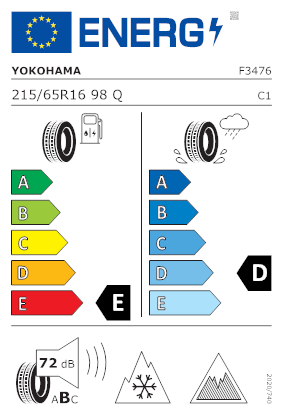 Etichetta per gomma: YOKOHAMA, GEOLANDAR I/T-S G073 M+S 3PMSF 215/65 R16 98Q Invernali