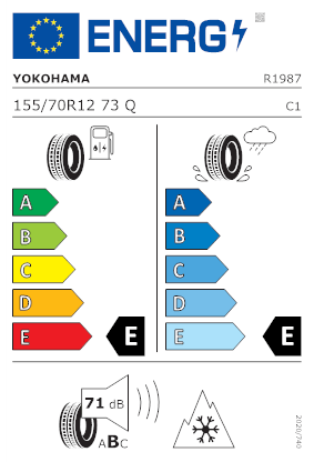 Etichetta per gomma: YOKOHAMA, ICE GUARD IG50 PLUS 155/70 R12 73Q Invernali