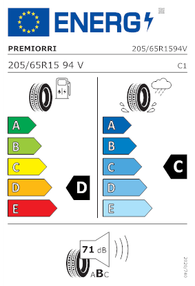 Etichetta per gomma: PREMIORRI, SOLAZO SPLUS FR 205/65 R15 94V Estive