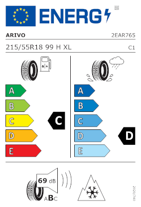 Etichetta per gomma: ARIVO, WINMASTER PRO X ARW3 XL FR 215/55 R18 99H Invernali
