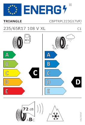 Etichetta per gomma: TRIANGLE, SNOWLINK PL02 XL BSW M+S 3PMSF 235/65 R17 108V Invernali