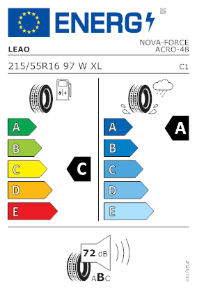 Etichetta per gomma: LEAO, NOVA-FORCE ACRO XL BSW 215/55 R16 97W Estive