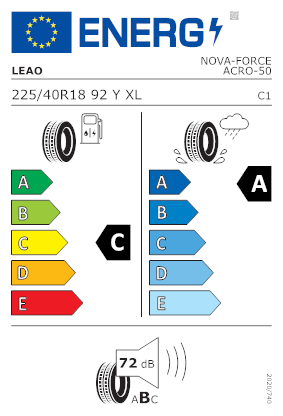 Etichetta per gomma: LEAO, NOVA-FORCE ACRO XL BSW 225/40 R18 92Y Estive