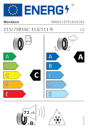 Etichetta per gomma: NORDEXX, WinterSafe Van 2 215/75 R16 113R Invernali