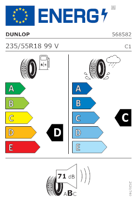 Etichetta per gomma: DUNLOP, SP SPORT 270 235/55 R18 99V Estive