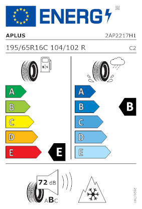 Etichetta per gomma: APLUS, A869 C 8PR BSW M+S 3PMSF 195/65 R16 104R Invernali
