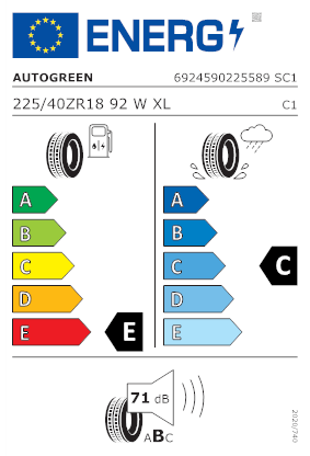 Etichetta per gomma: AUTOGREEN, SMARTCHASER-SC1 XL BSW 225/40 R18 92W Estive