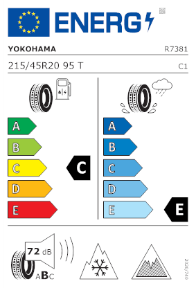 Etichetta per gomma: YOKOHAMA, ICEGUARD IG53 215/45 R20 95T Invernali