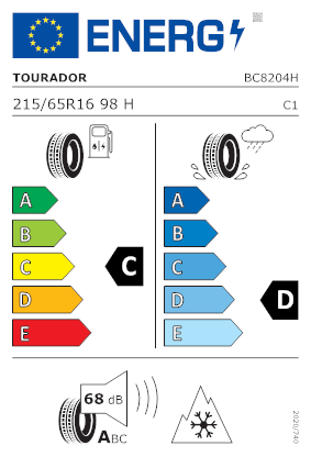Etichetta per gomma: TOURADOR, WINTER PRO MAX 215/65 R16 98H Invernali