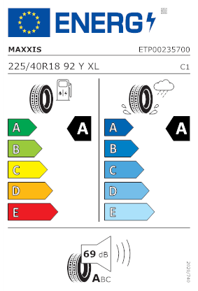 Etichetta per gomma: MAXXIS, PREMITRA HP5 XL BSW 225/40 R18 92Y Estive